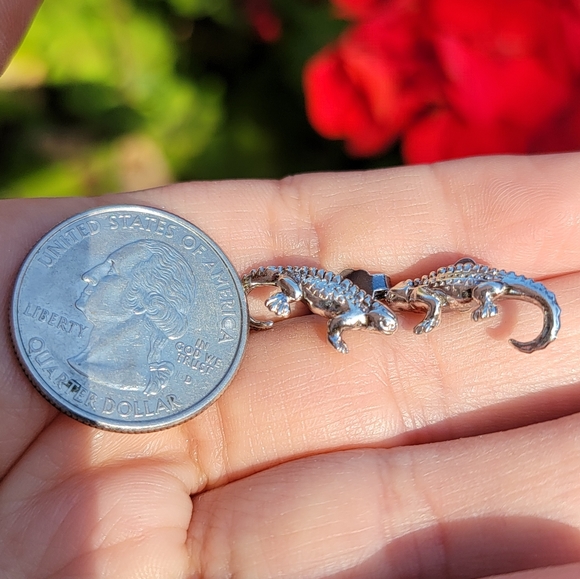 Vintage 950 Silver Little Chameleon Stud Earrings - Picture 5 of 5